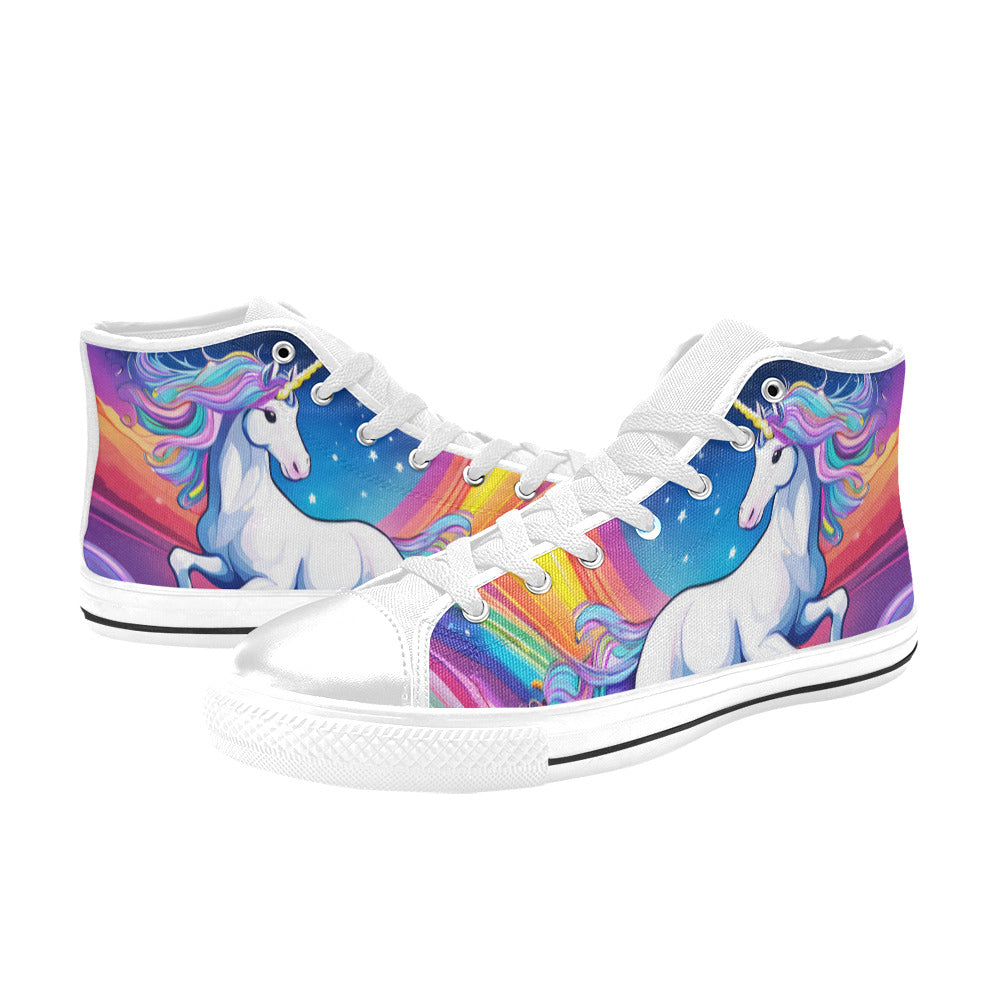 WOMEN'S Unicorns Abstract Art High Top Canvas Vibrant Chaos Shoes