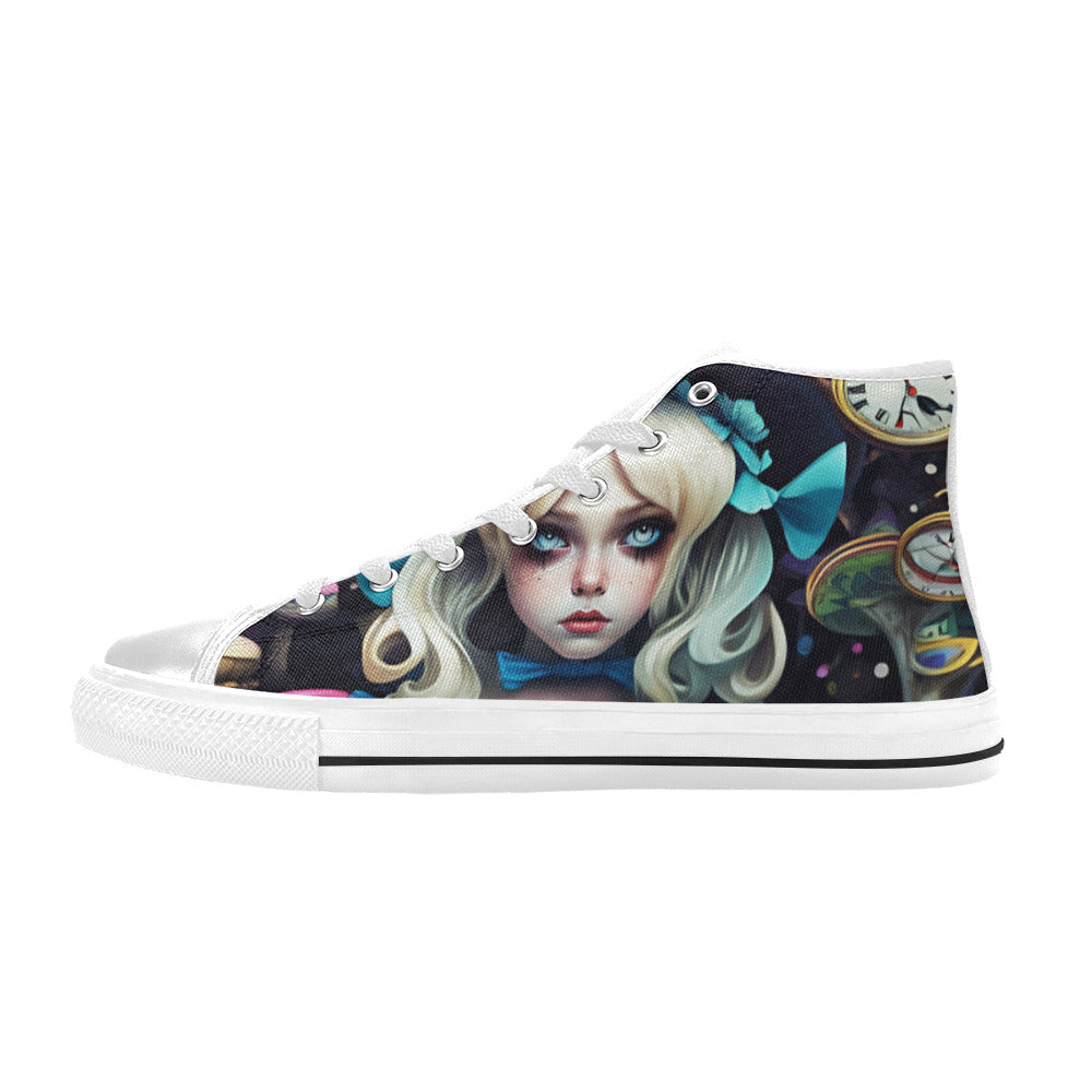 MEN'S Creepy Art Trippy Wonderland High Top Canvas Wallpaper Art Shoes