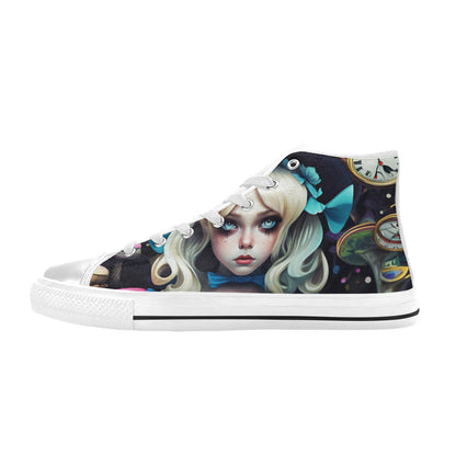 MEN'S Creepy Art Trippy Wonderland High Top Canvas Wallpaper Art Shoes