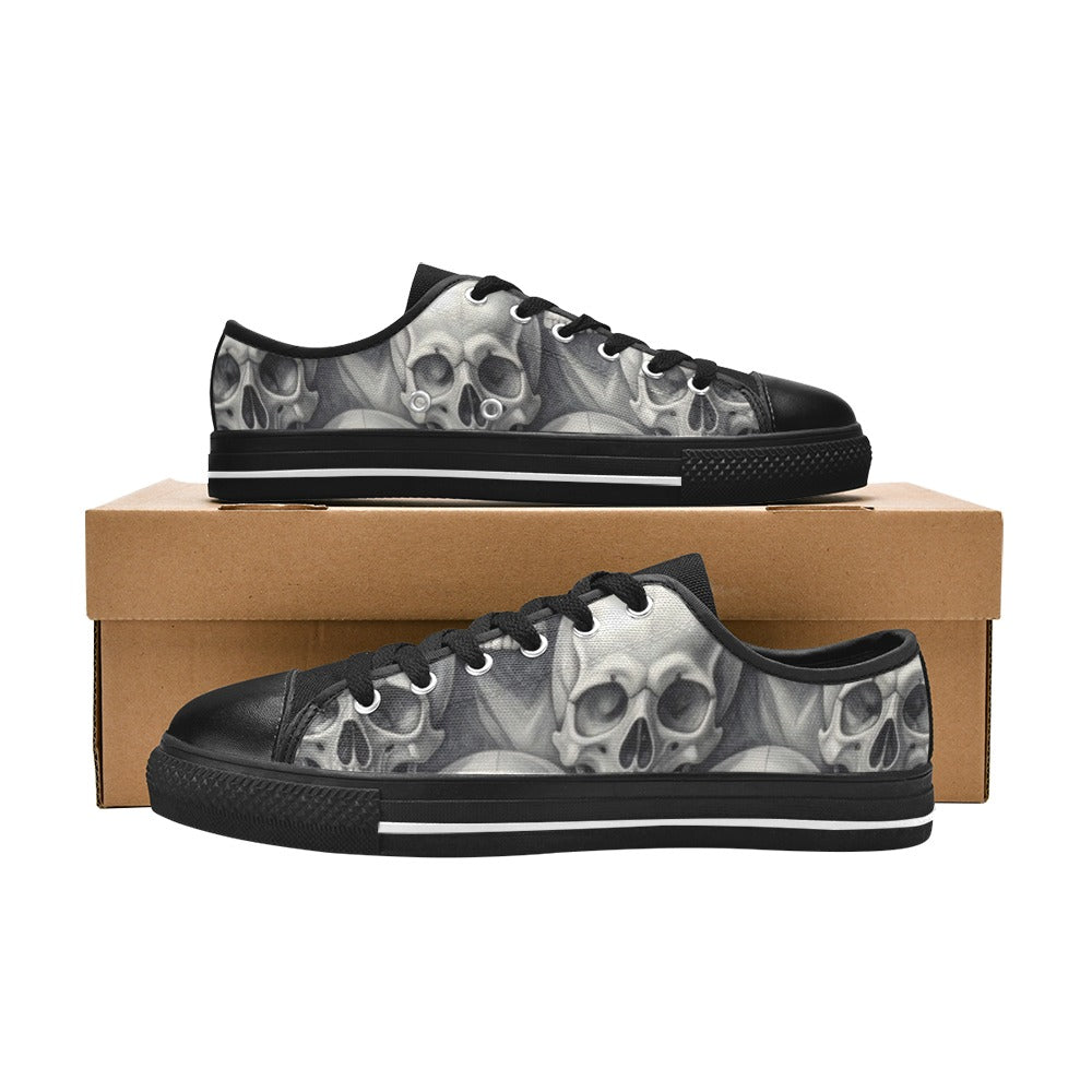 KIDS' Hyper Realistic Skull Low Top Canvas Aesthetic Shoes