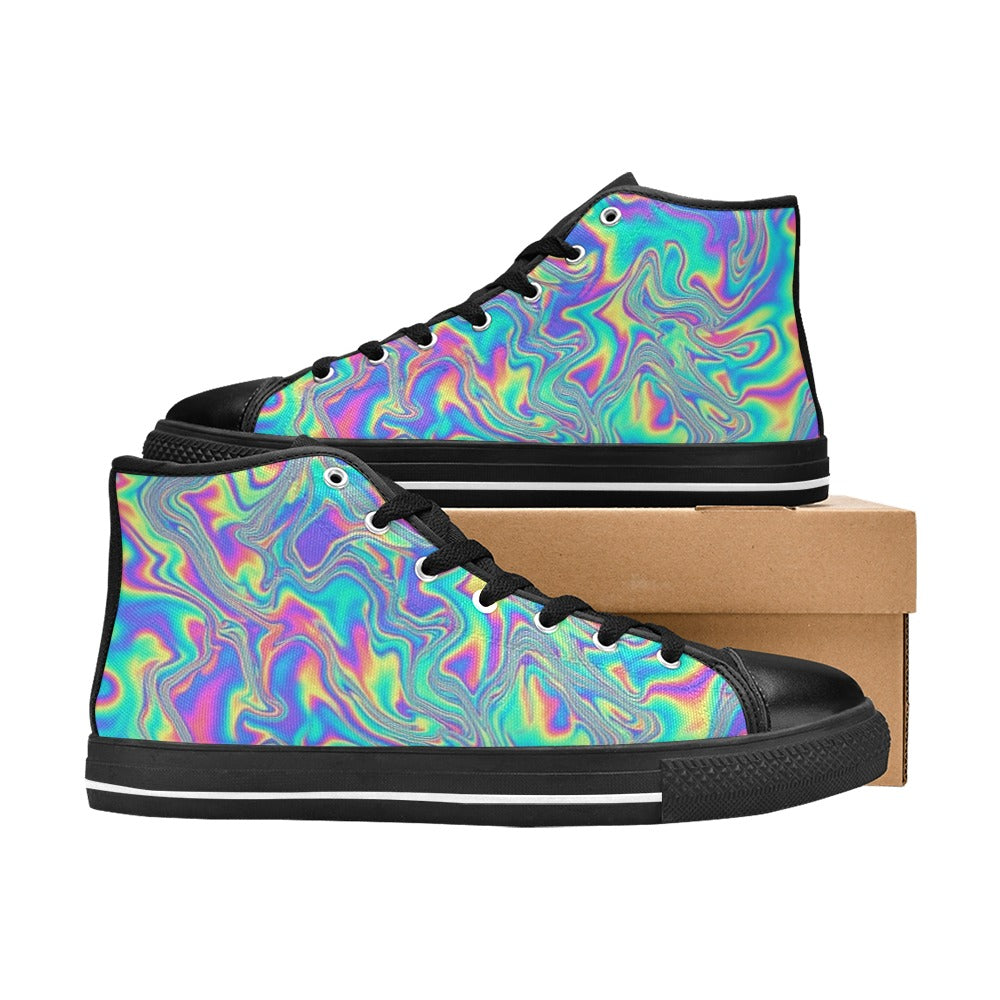 WOMEN'S Holographic Tribal Blaze 4 High Top Canvas Vivid Custom Sneakers