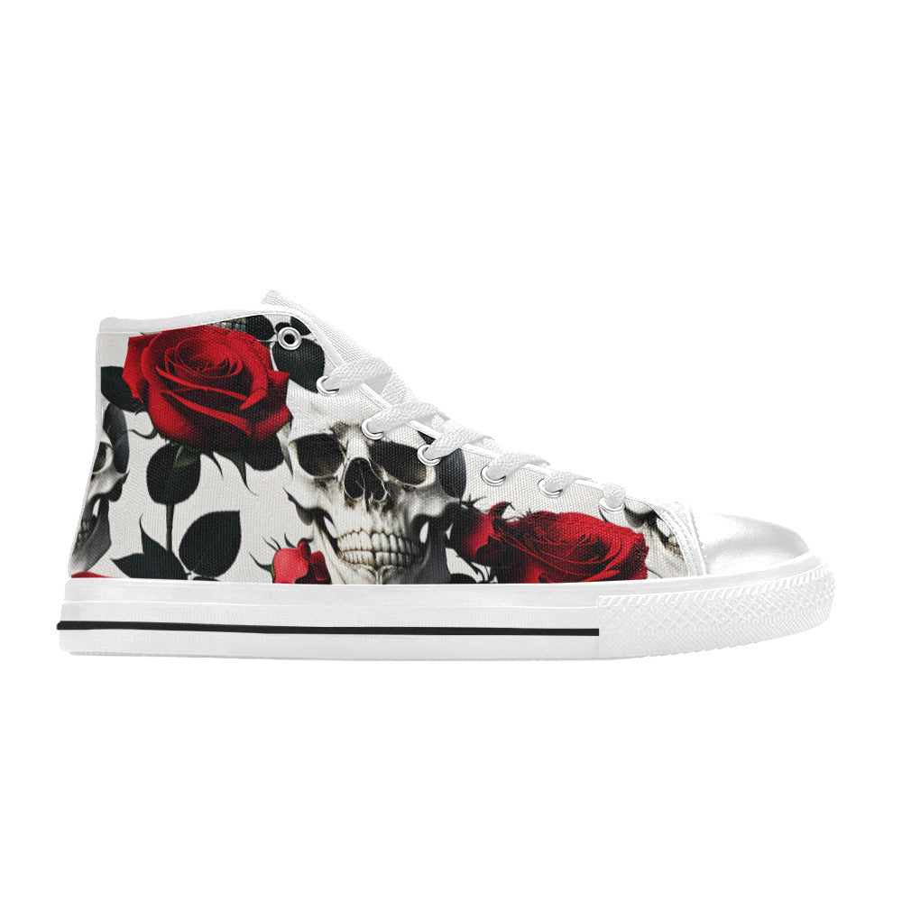 WOMEN'S Skulls Roses Deluxe 10 High Top Canvas Surreal Shoes
