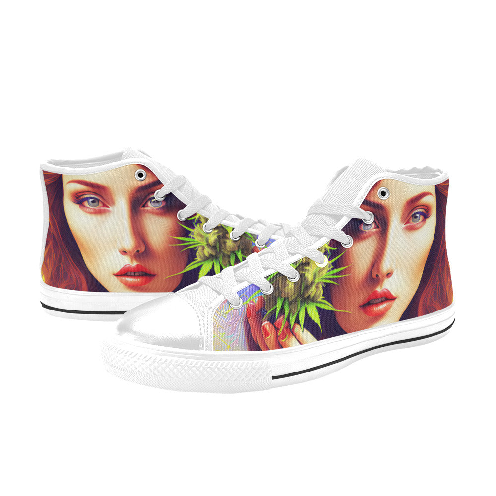 WOMEN'S 420 Woman High Top Canvas Neon Fantasy Custom Shoes