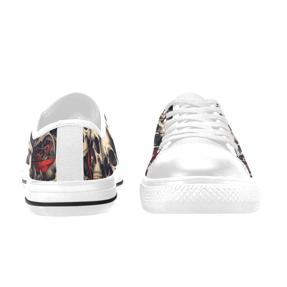 MEN'S Patriotic Skull Flag Low Top Canvas Dark Academia Custom Shoes