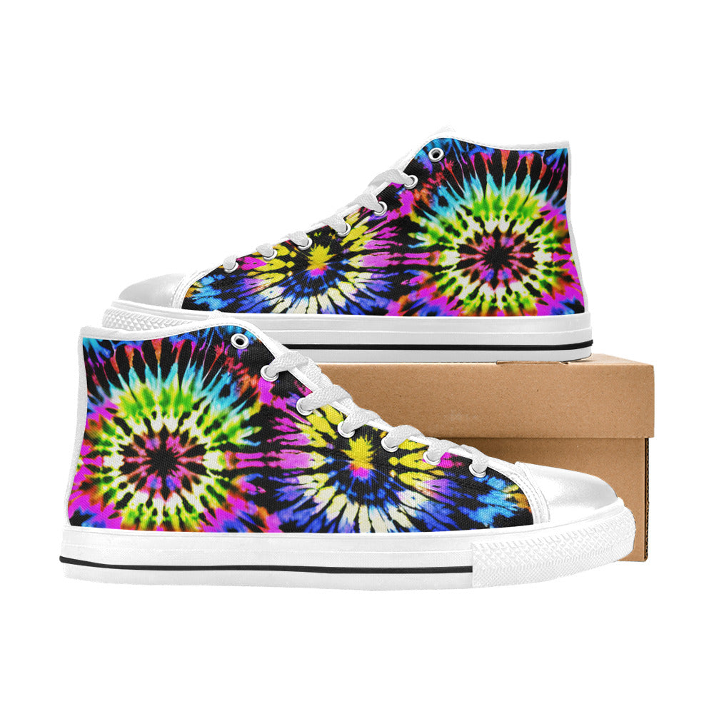 WOMEN'S Cc Tie Dye Art High Top Canvas Neon Fantasy Sneakers