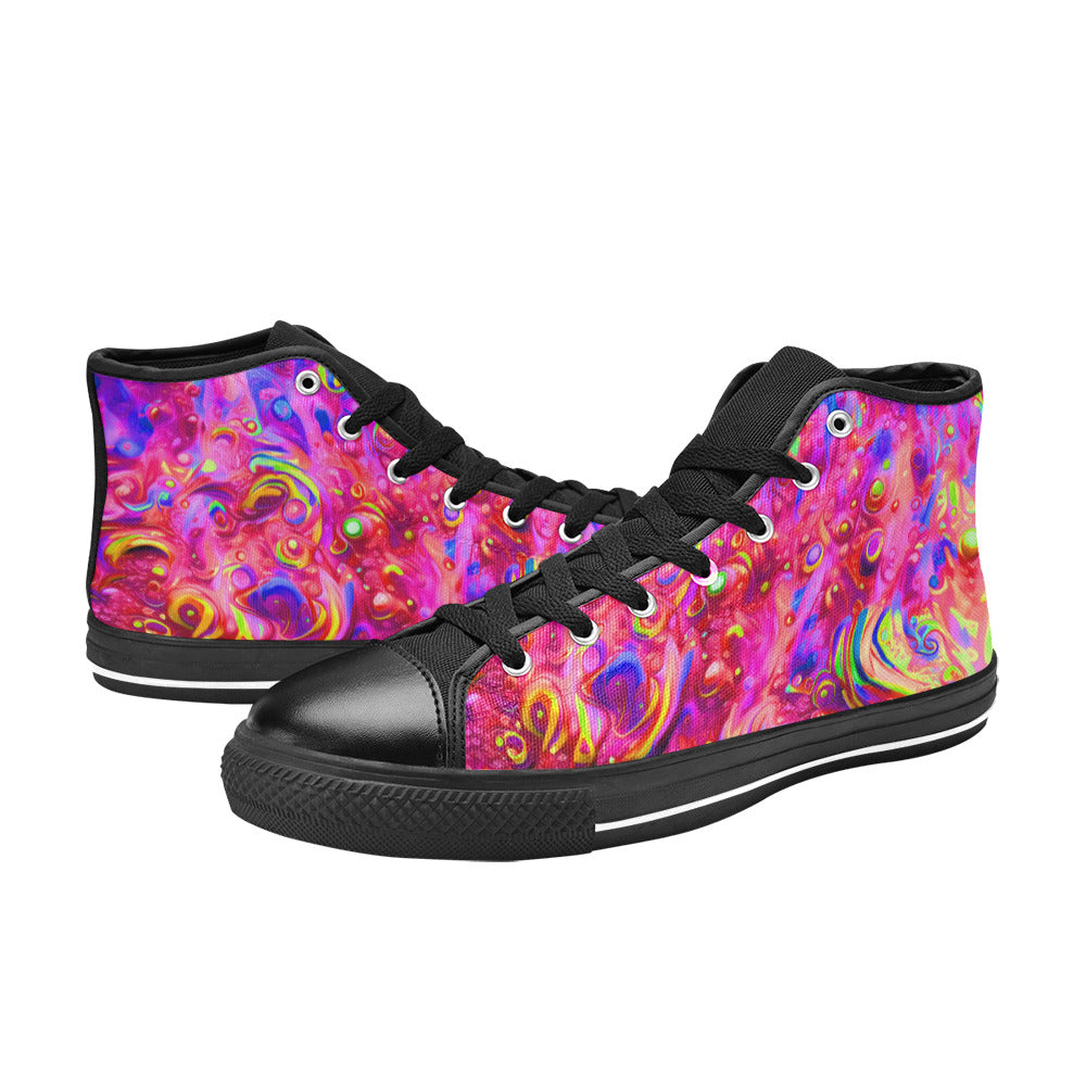 WOMEN'S Cc Acid Bath Art High Top Canvas Cottagecore Custom Sneakers