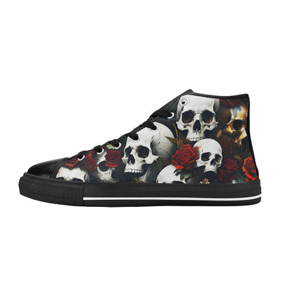 WOMEN'S Rose Skulls Dark 6 High Top Canvas Dreamcore Custom Sneakers