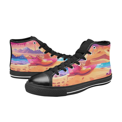 WOMEN'S Surrealist Dreamscape Pattern, Melting High Top Canvas Aesthetic Sneakers
