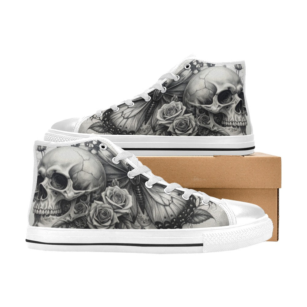 Skull Rose Gothic Men's Dark Art Canvas Shoes | Freaky Shoes®