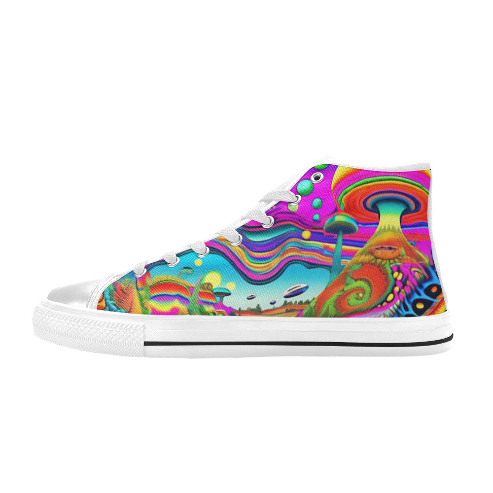 WOMEN'S Trippy World Art 36 High Top Canvas Y2K Custom Shoes