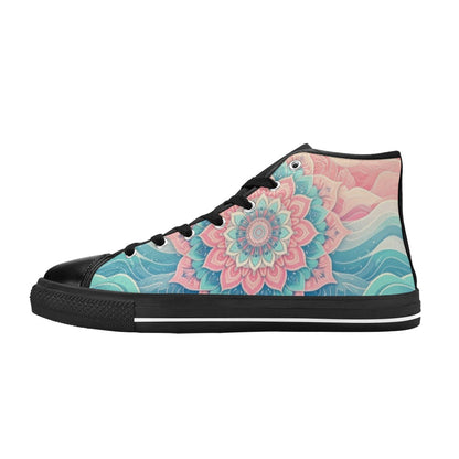 MEN'S Pastel Wave Mandala Men’S High Top Canvas Vibrant Chaos Custom Sneakers