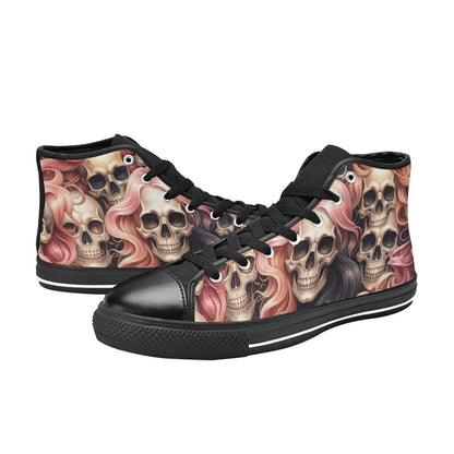 WOMEN'S Dark Feminine Flowing Hair High Top Canvas Y2K Custom Shoes