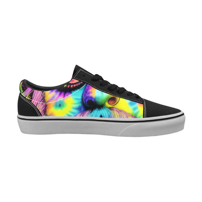 WOMEN'S Tie Dye Guy Low Top Skateboarding Vibrant Chaos Custom Sneakers