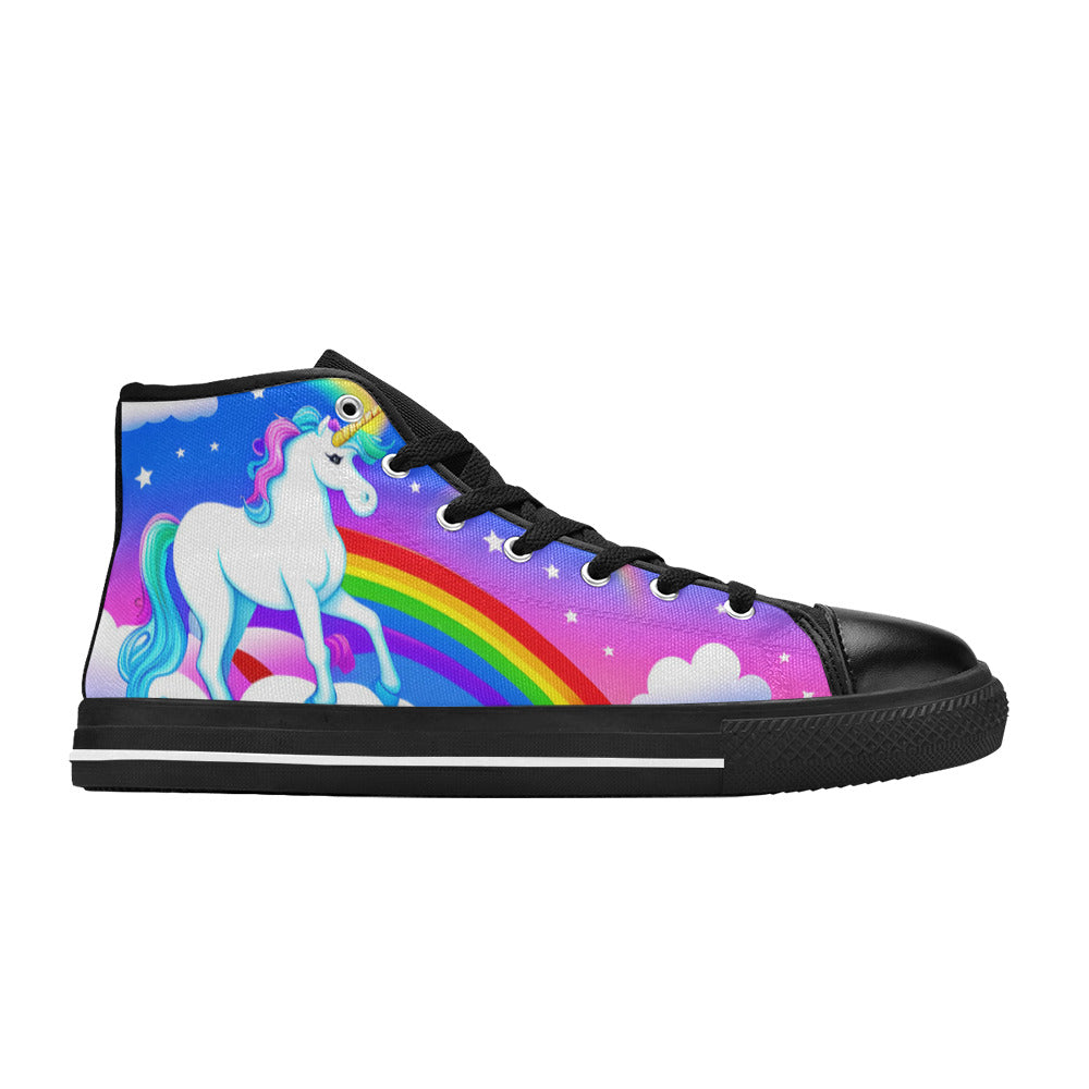 WOMEN'S Unicorns Rainbows Clouds High Top Canvas Vivid Shoes