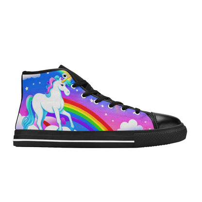 WOMEN'S Unicorns Rainbows Clouds High Top Canvas Vivid Shoes