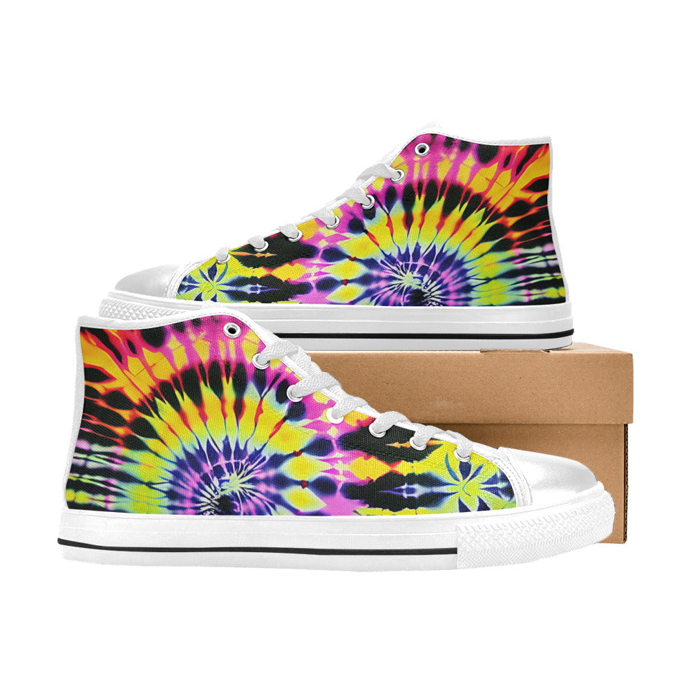 WOMEN'S Cc Tie Dye Art High Top Canvas Grunge Custom Sneakers