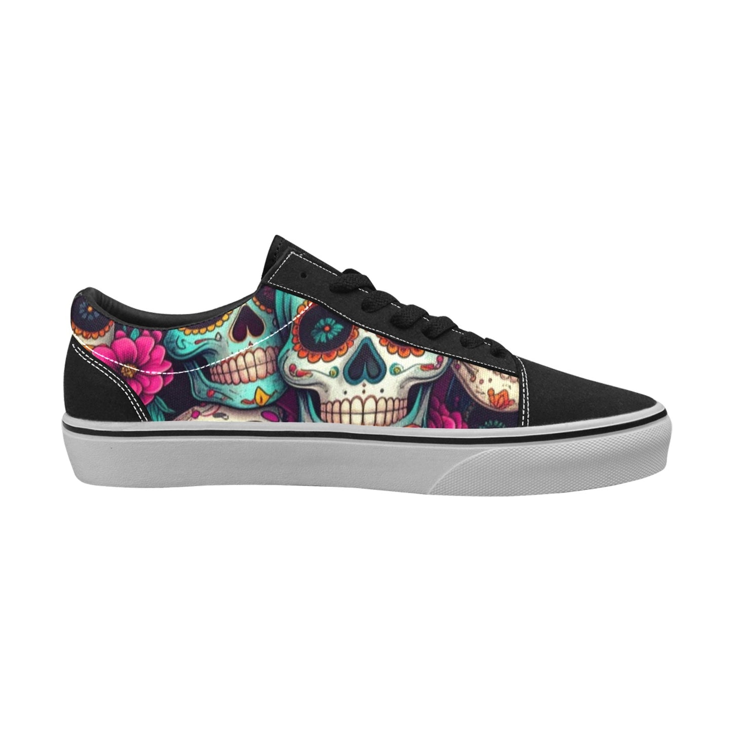 MEN'S Sugar Skull Gold Ornate Low Top Skateboarding Dreamcore Shoes