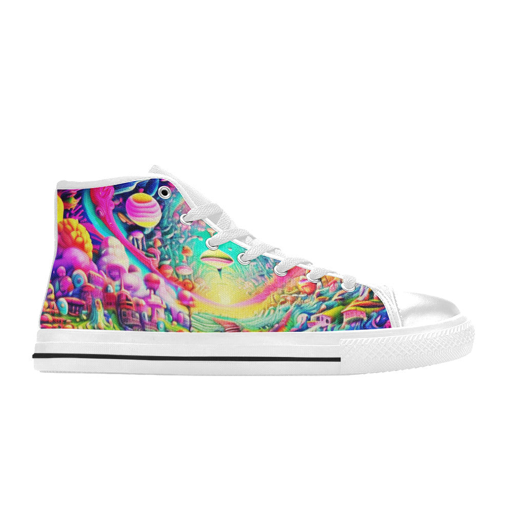 WOMEN'S Trippy World Art 8 High Top Canvas Wallpaper Art Sneakers