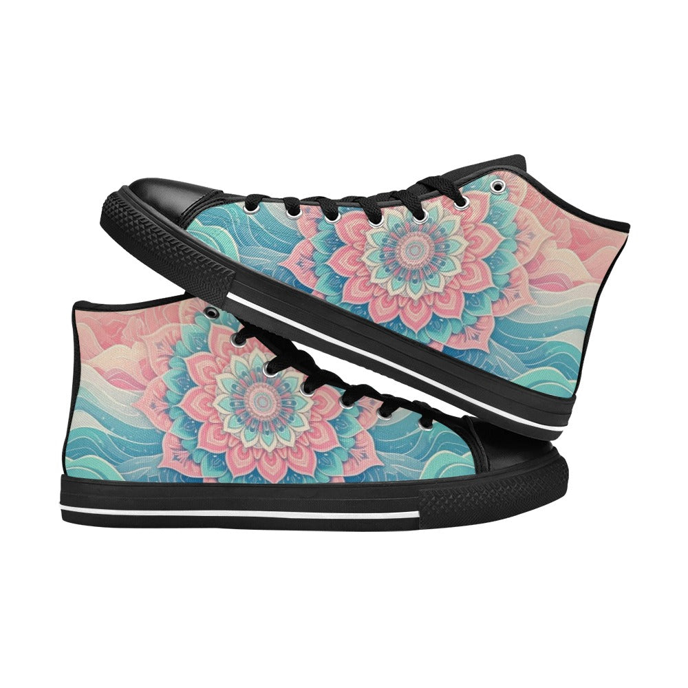 WOMEN'S Pastel Wave Mandala High Top Canvas Aesthetic Custom Shoes