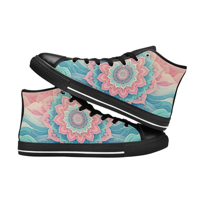 WOMEN'S Pastel Wave Mandala High Top Canvas Aesthetic Custom Shoes