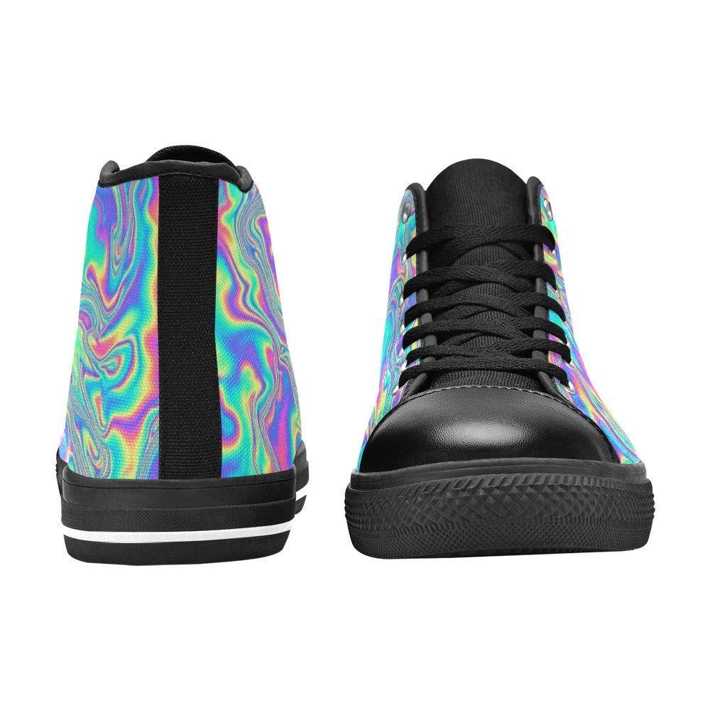 KIDS' Holographic Tribal Blaze 4 High Top Canvas Y2K Custom Sneakers