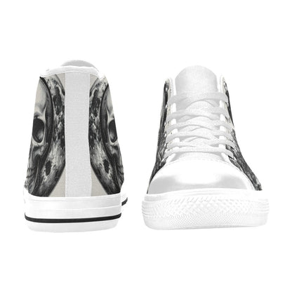 Dark Skull Women's Gothic Art Rose High Top Canvas Shoes | Freaky Shoes®