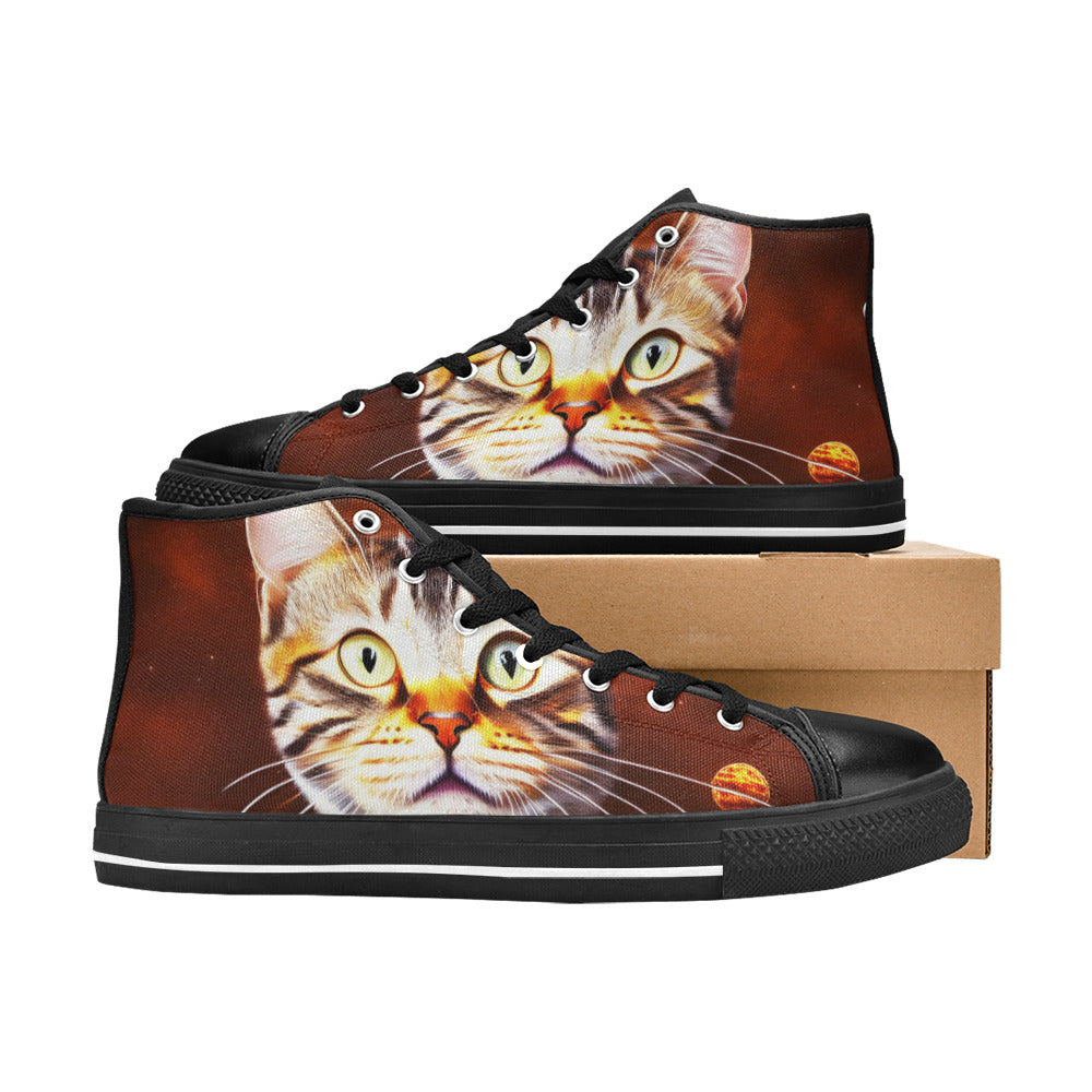 MEN'S Cc Pizza Cat Art High Top Canvas Grunge Shoes