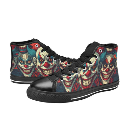 KIDS' Evil Circus Heads Faces High Top Canvas Wallpaper Art Custom Shoes