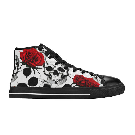 MEN'S Skulls Roses Deluxe 9 High Top Canvas Cottagecore Custom Sneakers