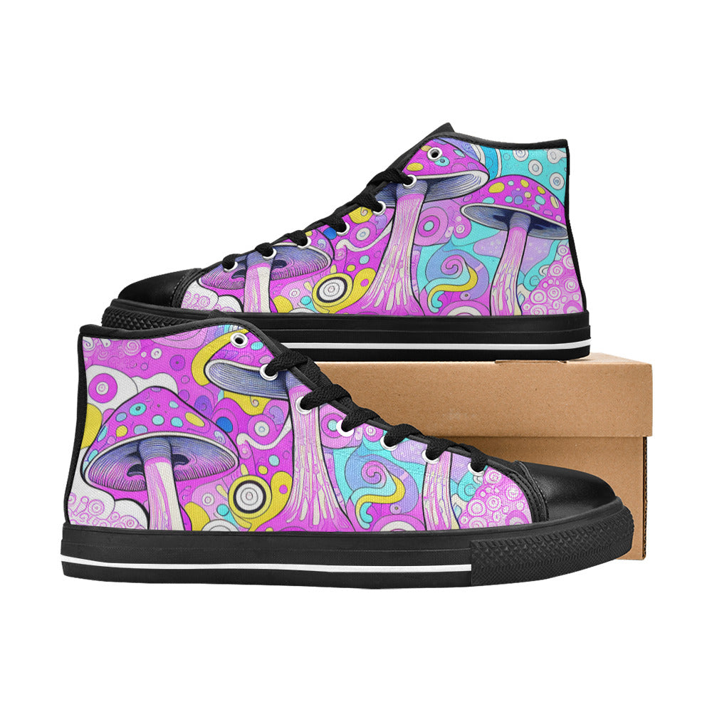 MEN'S Magic Mushrooms Art 3 High Top Canvas Wallpaper Art Sneakers