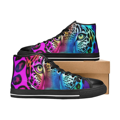 WOMEN'S Colored Leopard Print Art High Top Canvas Dreamcore Custom Shoes