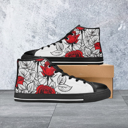 Red Roses Pen & Ink Style Women - Freaky Shoes®