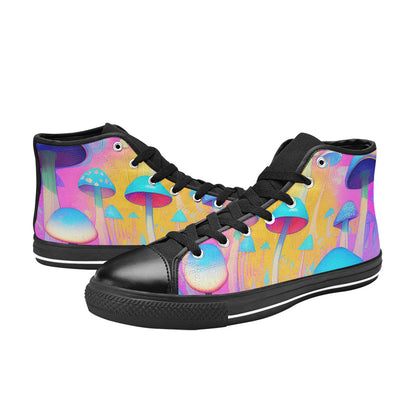 WOMEN'S Cc Mushroom Art 3 High Top Canvas Neon Fantasy Custom Shoes