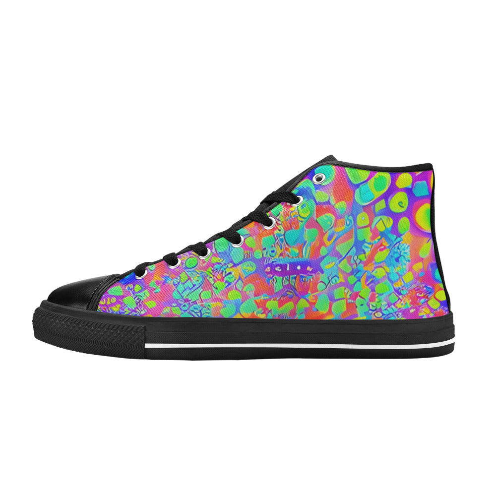 WOMEN'S Cc Acid Bath Art High Top Canvas Dark Academia Custom Shoes