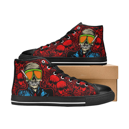MEN'S Skull Red Men’S High Top Canvas Vibrant Chaos Custom Sneakers