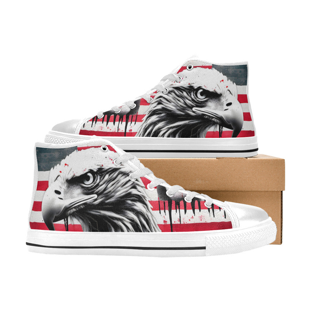 WOMEN'S Patrotic Eagle Art High Top Canvas Vibrant Chaos Custom Shoes