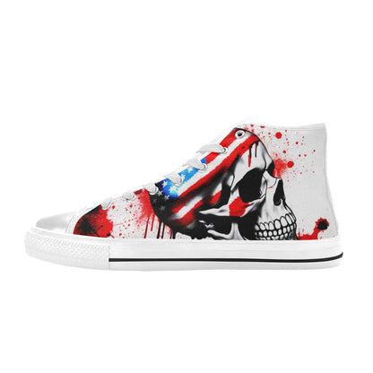 MEN'S Patriotic Splatter Skull Art High Top Canvas Dreamcore Shoes