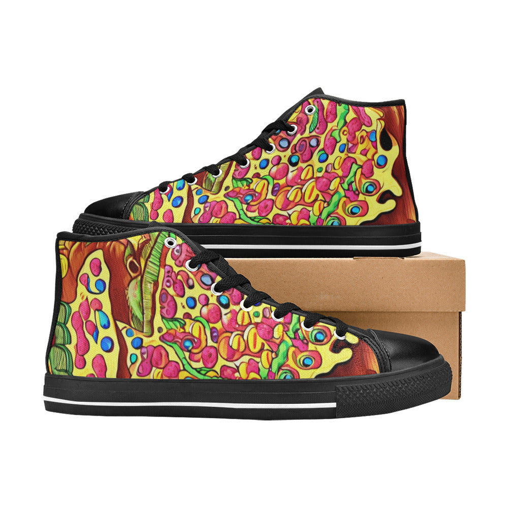 MEN'S Pizza Fantasy Artwork Men’S High Top Canvas Dark Academia Custom Sneakers