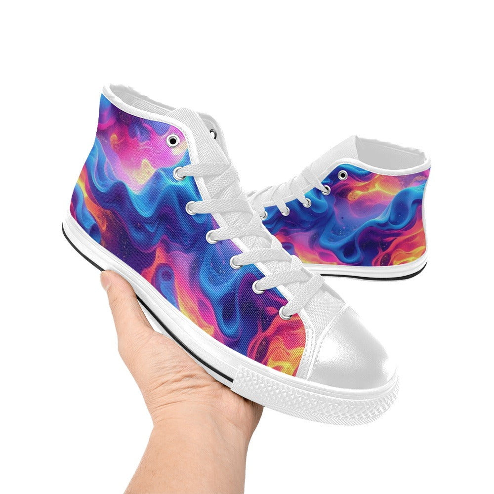 WOMEN'S Ethereal Camo Design 2 High Top Canvas Y2K Custom Sneakers