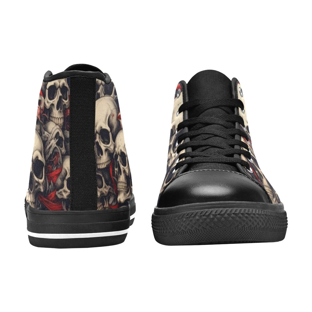 MEN'S Patriotic Skull Flag High Top Canvas Y2K Custom Shoes