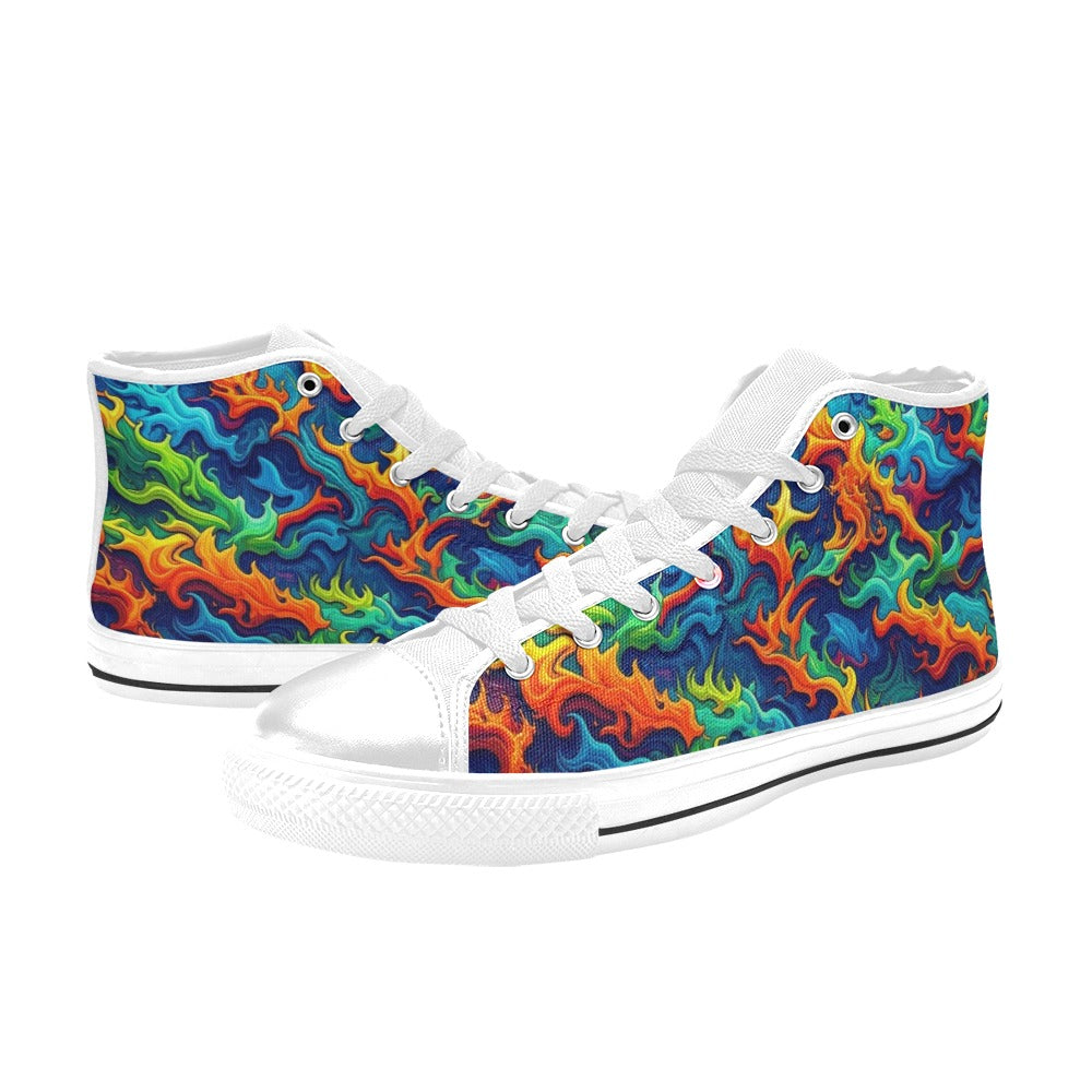 MEN'S Psychedelic Camo Rhythm High Top Canvas Cottagecore Custom Shoes