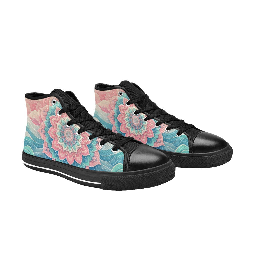 MEN'S Pastel Wave Mandala High Top Canvas Grunge Sneakers