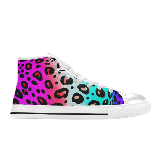 WOMEN'S Colored Leopard Print Art High Top Canvas Vivid Sneakers
