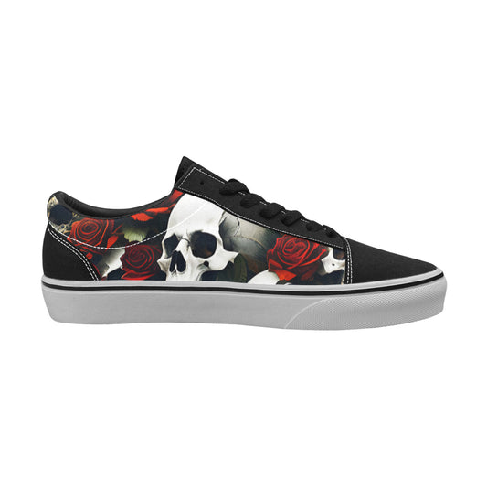 WOMEN'S Rose Skulls Dark 6 Low Top Skateboarding Aesthetic Custom Sneakers