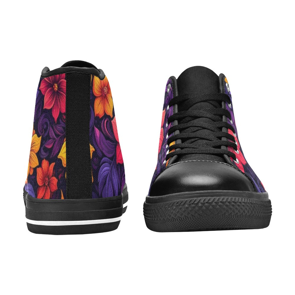 KIDS' Exotic Floral Weave High Top Canvas Dreamcore Custom Shoes