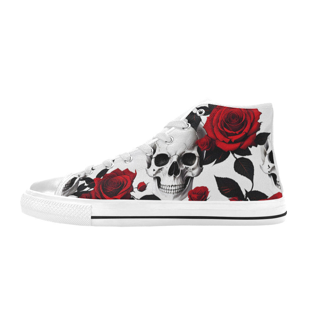 MEN'S Skulls Roses Deluxe 3 High Top Canvas Aesthetic Custom Shoes