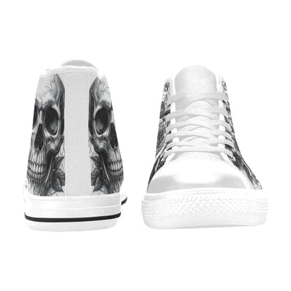 Monochrome Skull Crown Men's Gothic Art High Top Canvas Shoes | Freaky Shoes®