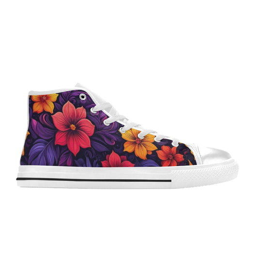 KIDS' Exotic Floral Weave High Top Canvas Wallpaper Art Custom Shoes