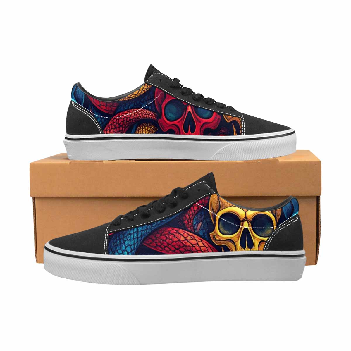 WOMEN'S Snake Skulls Print Canvas Lace-Up Y2K Shoes