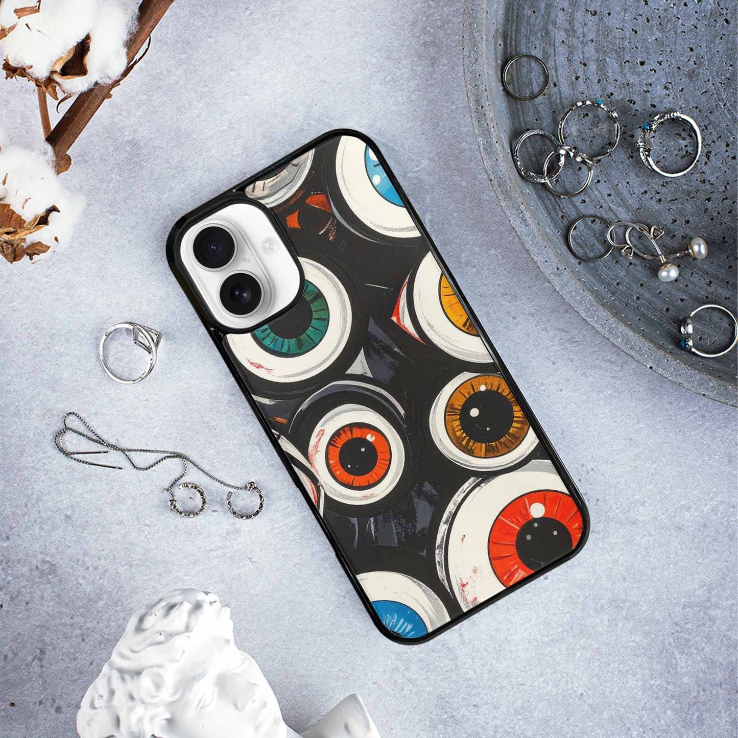 iPhone 16 Plus Case — Googly Cartoon Eyeballs, Custom Print Case Cover